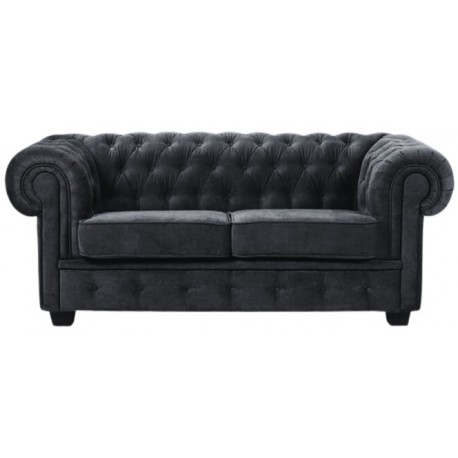 Chesterfield Manchester 2 pers sofa - Sort Velour