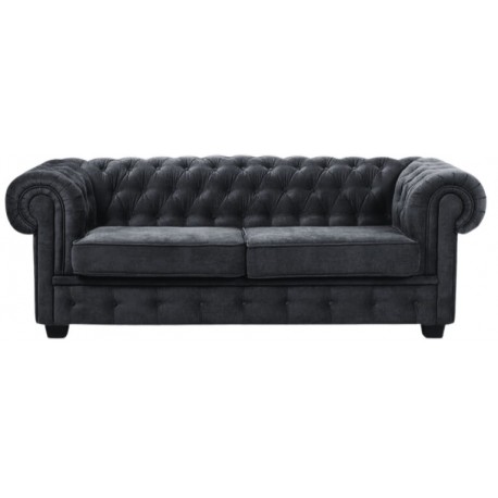 Chesterfield Manchester 3 pers sofa - Sort Velour