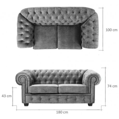 Chesterfield Manchester 2 pers sofa - Beige Velour