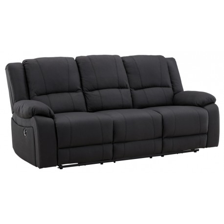 SINGAPORE 3 pers, recliner sofa med indbygget ammel - sort