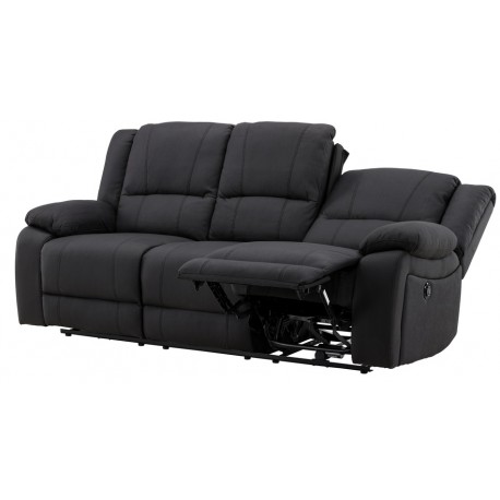 SINGAPORE 3 pers, recliner sofa med indbygget ammel - sort