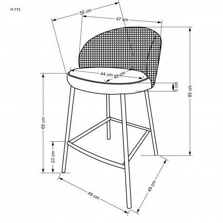 H113 Barstol, Sort / Hvid