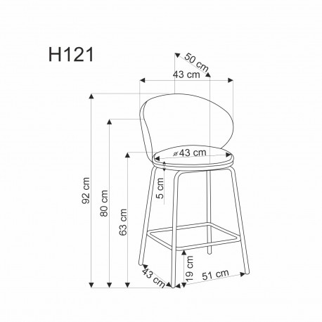 H121 Barstol - Grå