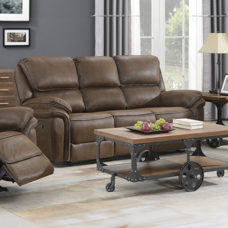 Saranda Recliner Sofa - Brun Microfiber Stof