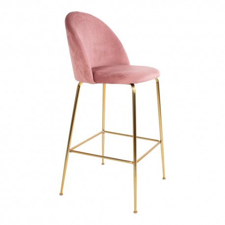 Lausanne Bar Chair Rosa velour med ben i messing look