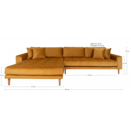 Andersen | Venstrevendt Chaiselongsofa | Sennepsgul velour