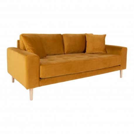 Lido 2,5 Personers Sofa sennepsgult velour med to puder