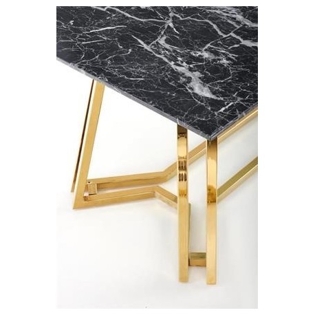 Marble spisebord - sort marmor, ben Guldfarvet