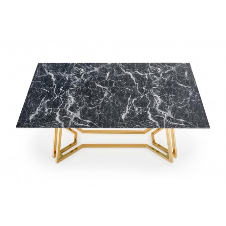 Marble spisebord - sort marmor, ben Guldfarvet