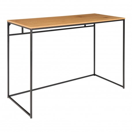 Vita Skrivebord - Skrivebord med sort ramme og egetræslook bordplade 100x45x75 cm