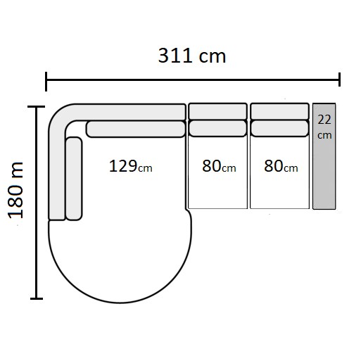 311 cm - Venstrevendt