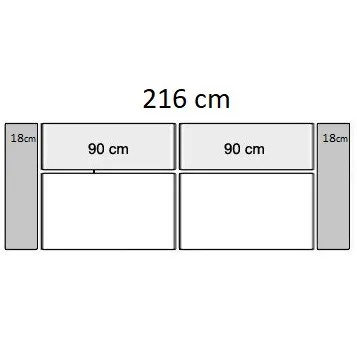 216 cm med 2 sæder