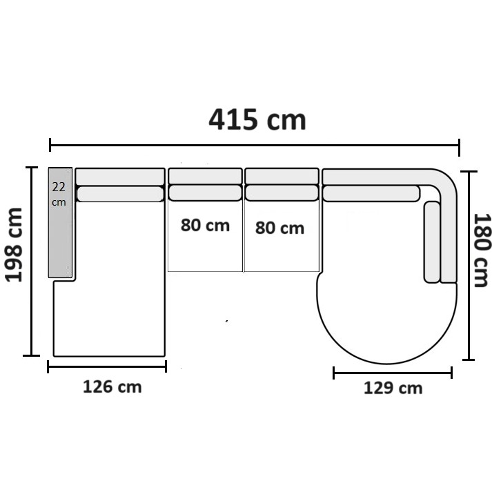 415 cm - Venstrevendt