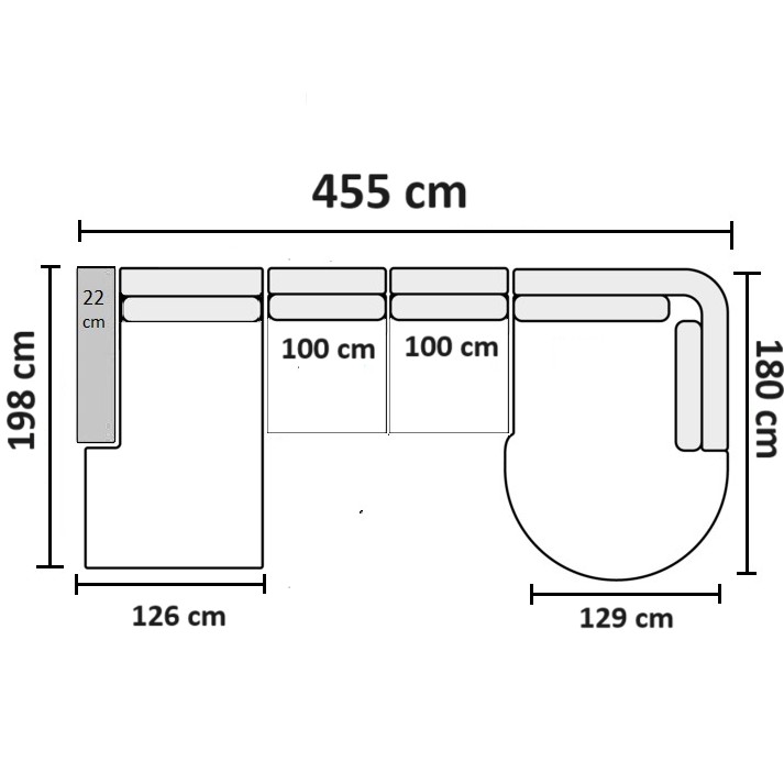 455 cm - Venstrevendt