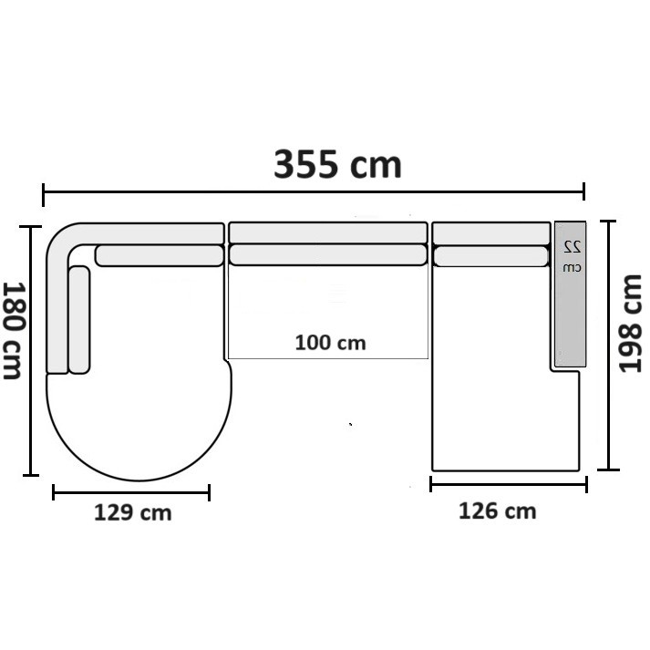 355cm Venstrevendt