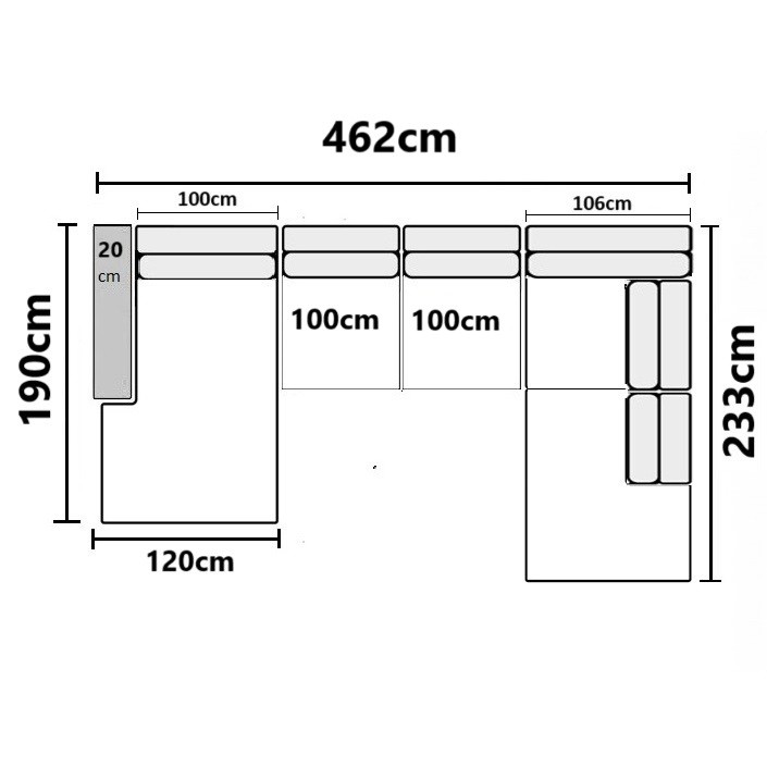 462cm Venstrevendt Chaiselong