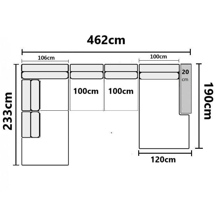 462cm Højrevendt Chaiselong