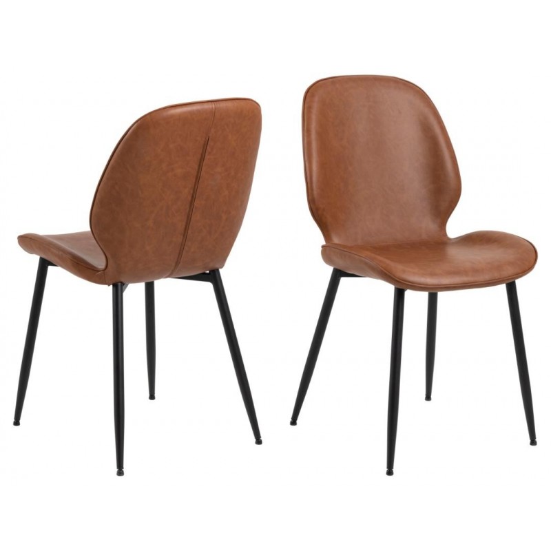 Femke spisebordsstol brun læderlook