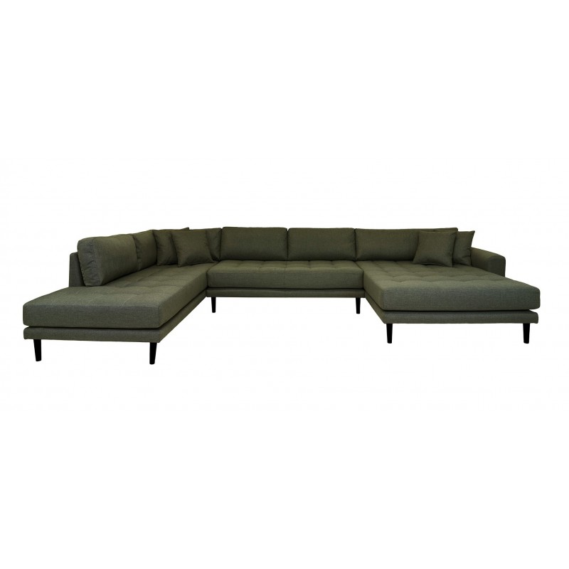 Lido - Hjørnesofa med Højrevendt Chaiselong - Grøn stof
