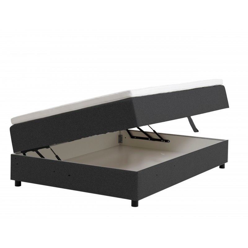 Børkop 7-Zonet 140x200 cm Boksmadras seng med opbevaring mørkegrå