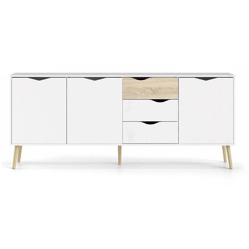 Charlie skænk 195 cm Hvid/Eg struktur billede