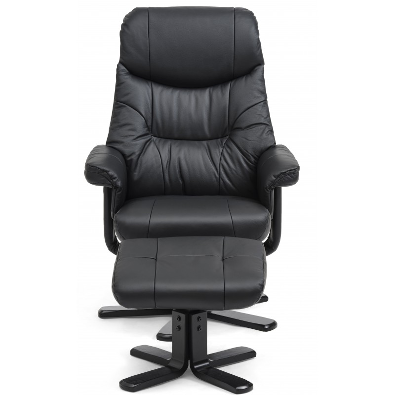 Fjord læder Lænestol inkl. fodskammel - Sort