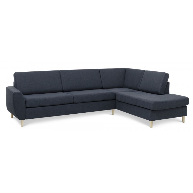 Thomas Højrevendt hjørnesofa med pufafslutning - Austin Blå