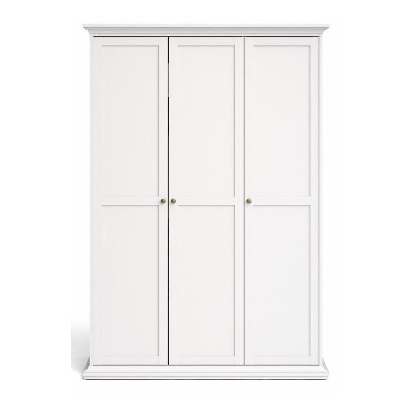 Bordeaux garderobeskab 138 cm 3 låger - Hvid billede