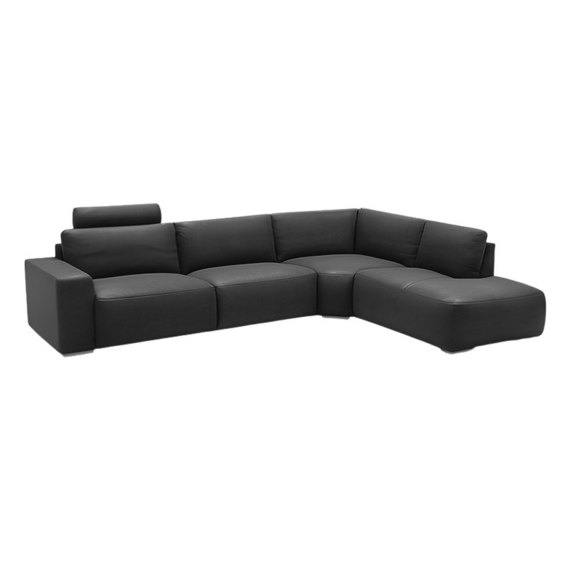 Hjort Knudsen Aarhus hjørnesofa med open end Højrevendt sort semianilin læder