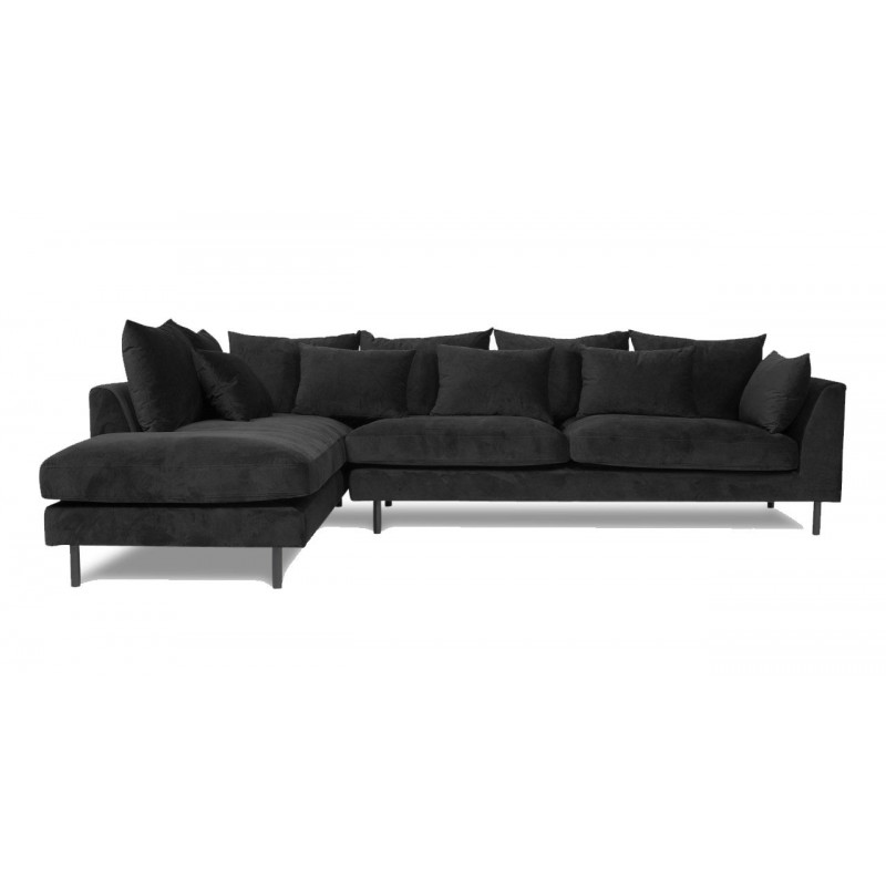 Felicity open-end velour sofa venstrevendt - Sort Riviera 100 OUTLET