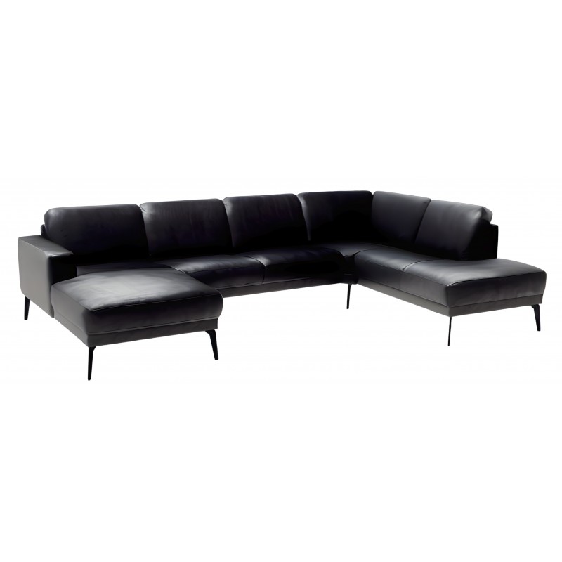 Hjort Knudsen Esbjerg SemianilinLæder Hjørnesofa med chaiselong venstrevendt