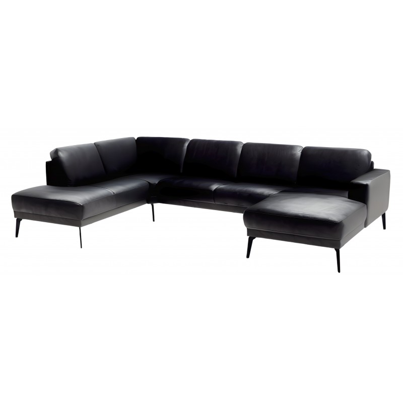 Hjort Knudsen Esbjerg SemianilinLæder Hjørnesofa med chaiselong højrevendt