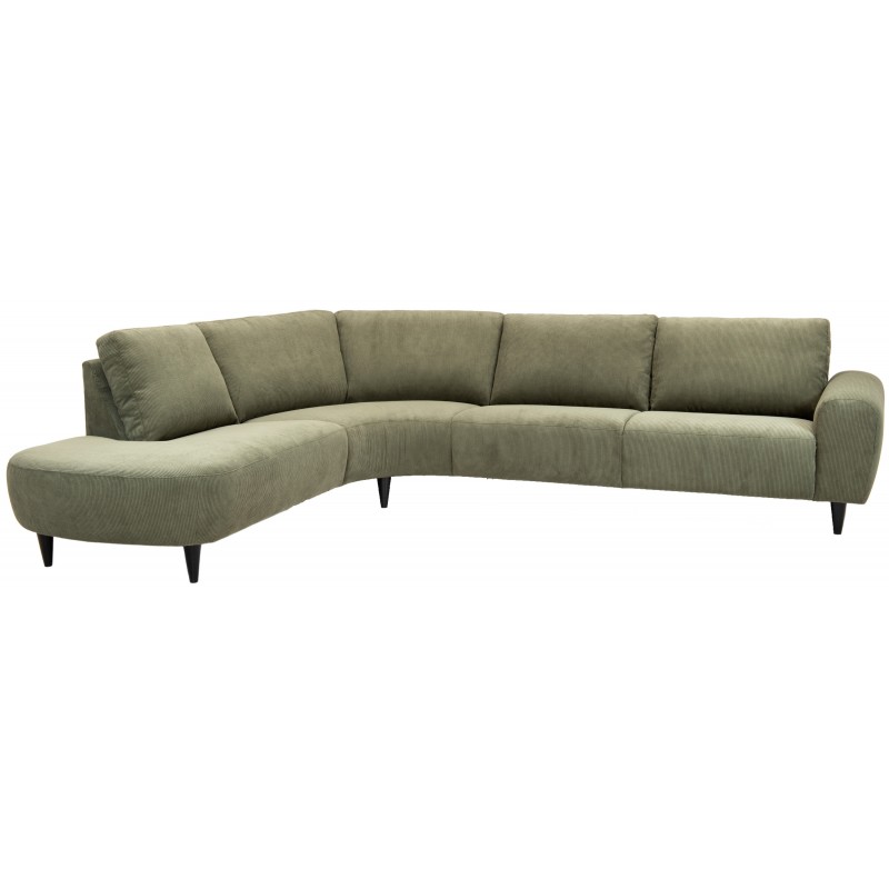 Hjort Knudsen Lolland hjørnesofa grøn fløjl med åben ende venstrevendt