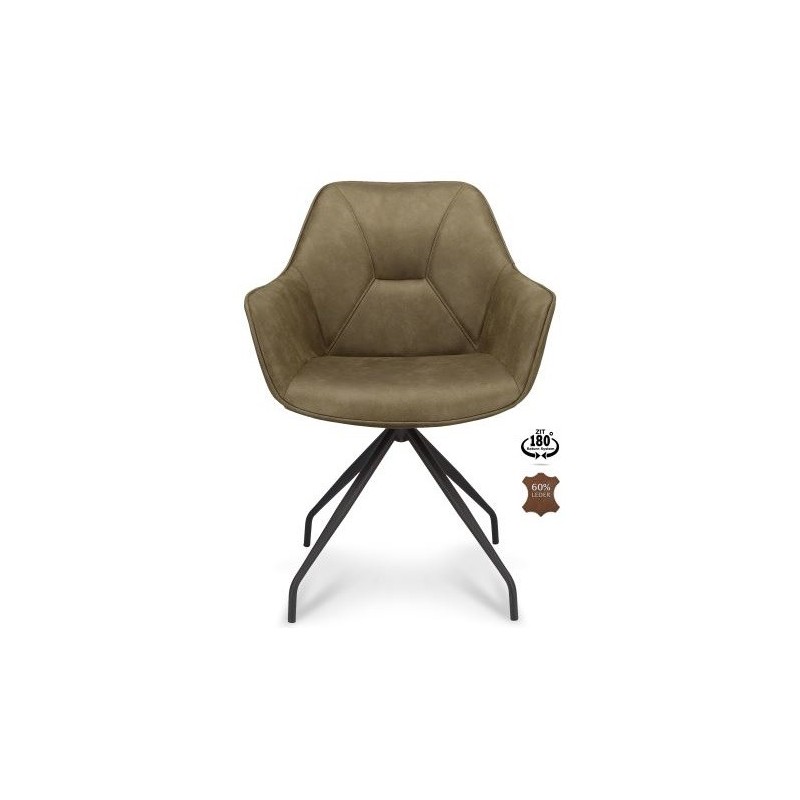 Nour - Spisebordsstol - Grøn Micro læder