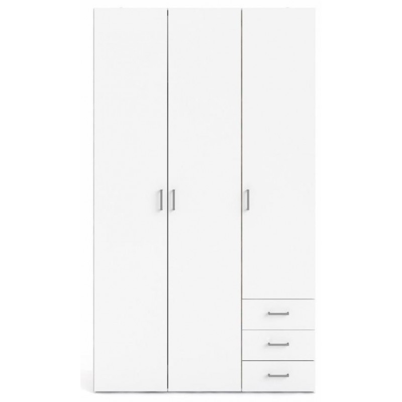 SPACE GARDEROBESKAB 3 LÅGER + 3 SKUFFER (200) - HVID