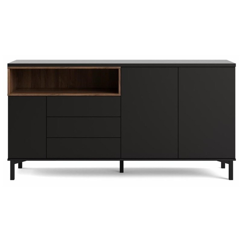 Gotland skænk m. 3 låger + 3 skuffer - Sort/Valnød billede