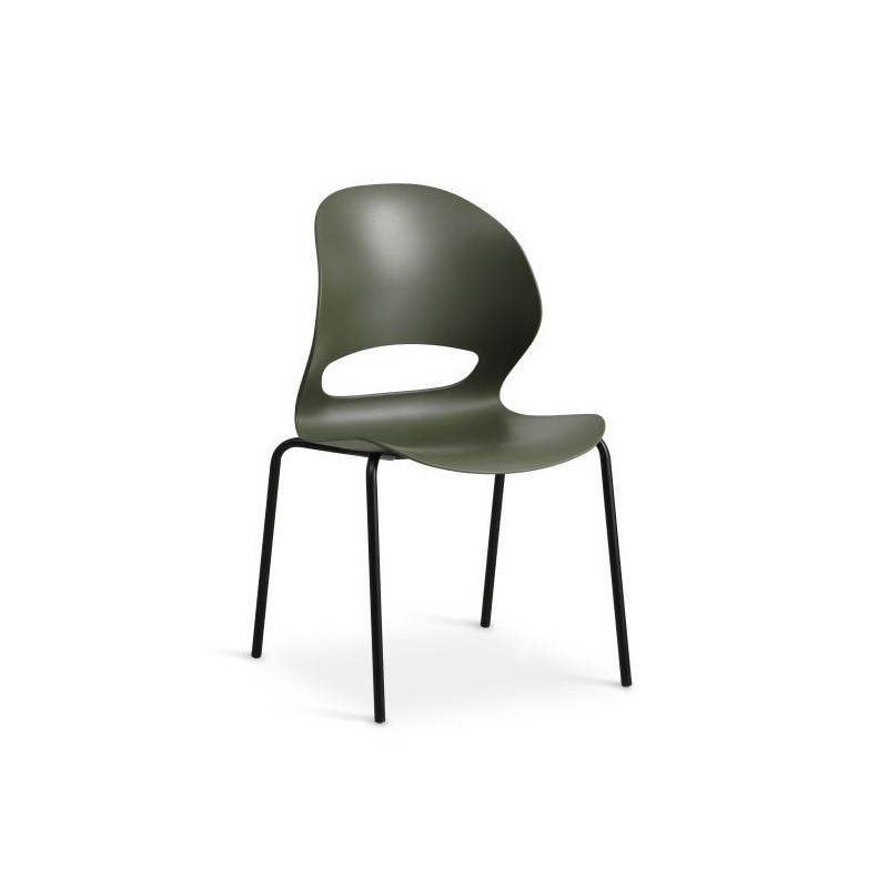 Linea Olivengrøn Spisebordsstol med Sort Frame stel