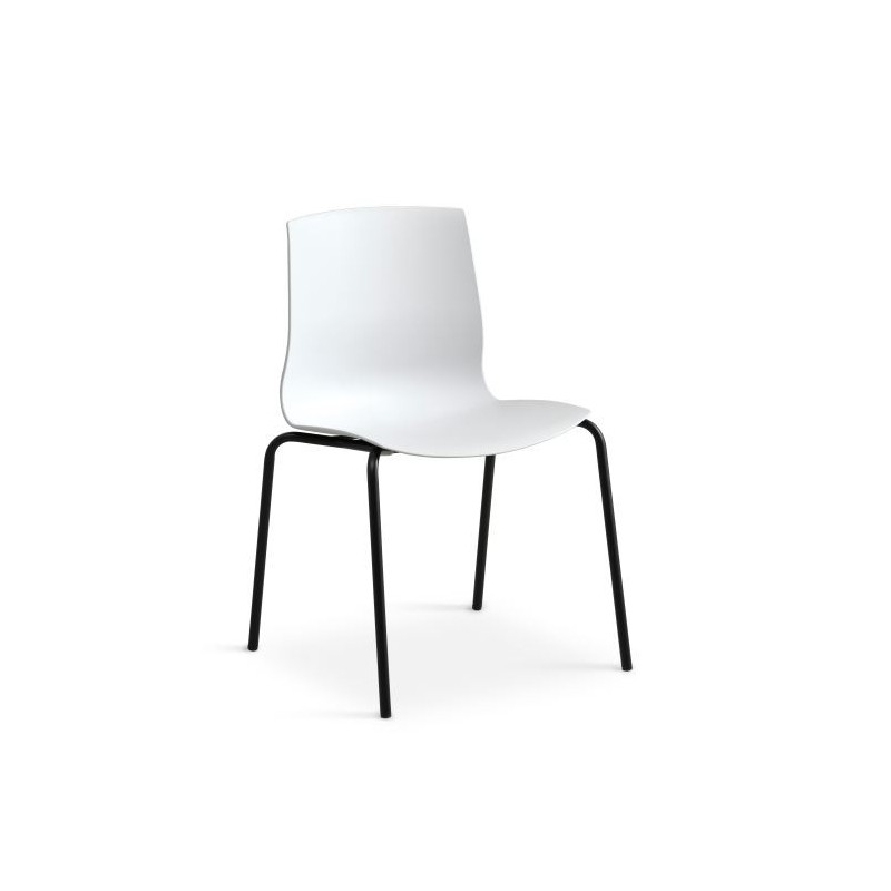 Liv - Hvid Spisebordsstol med Sort metalben