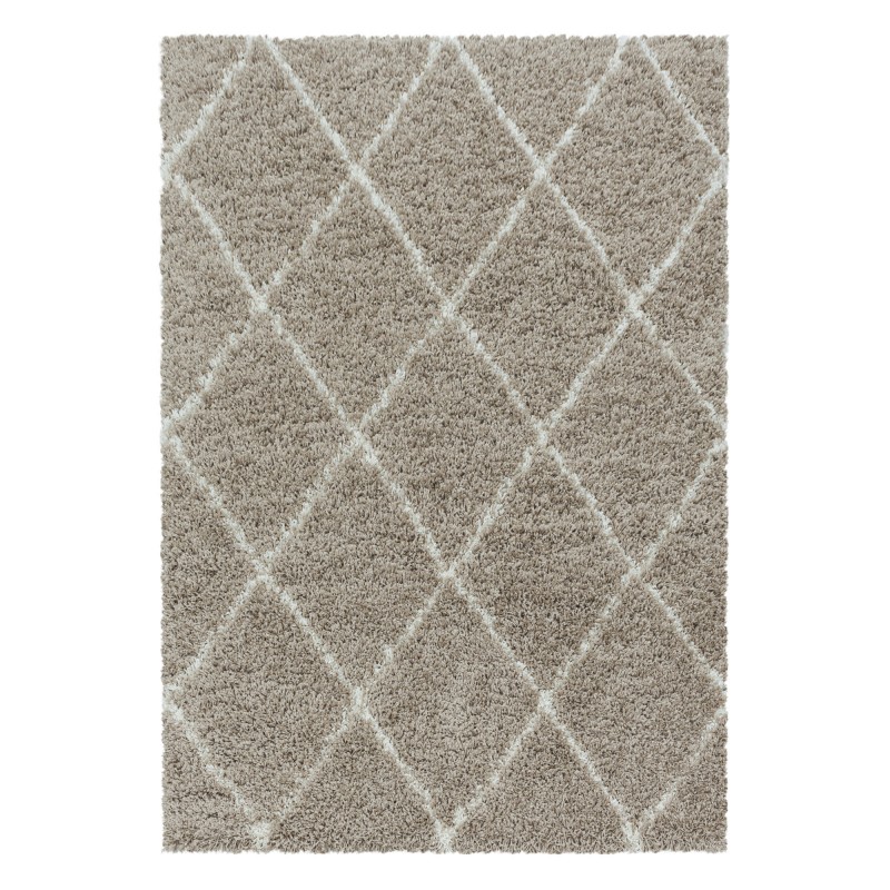 Alvor Shaggy Tæppeløber Geometrisk - Beige - 80x250 (Løber)