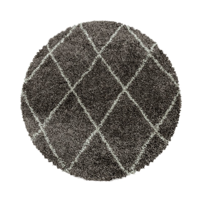 Alvor Rund Shaggy tæppe Geometrisk - Brun - 120x120 (Rund) billede