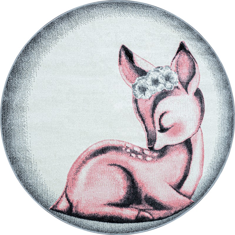 Bambi Rund Børnetæppe Rådyr - Pink - 120x120 (Rund) billede