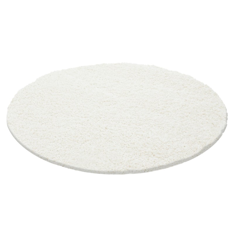 Dream Rund Shaggy tæppe Ensfarvet - Creme - 80x80 (Rund)