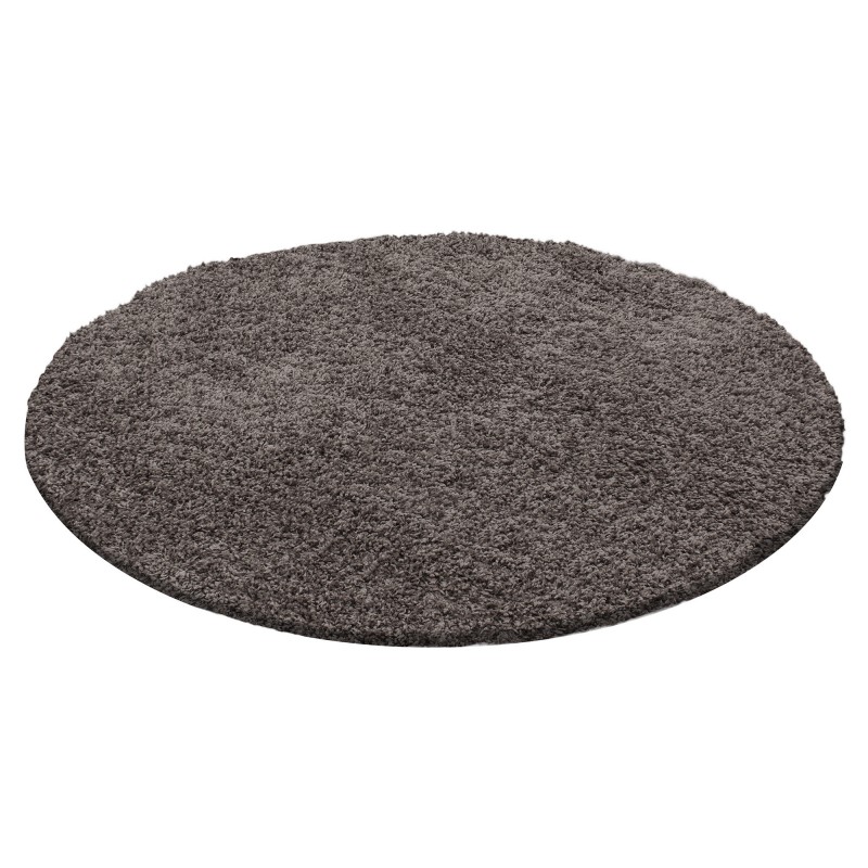 Dream Rund Shaggy tæppe Ensfarvet - Brun - 80x80 (Rund) billede