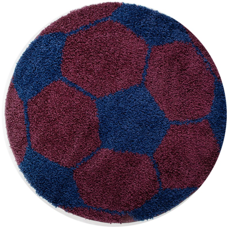 Fun Rund Børnetæppe Fodbold - Blå - 120x120 (Rund) billede