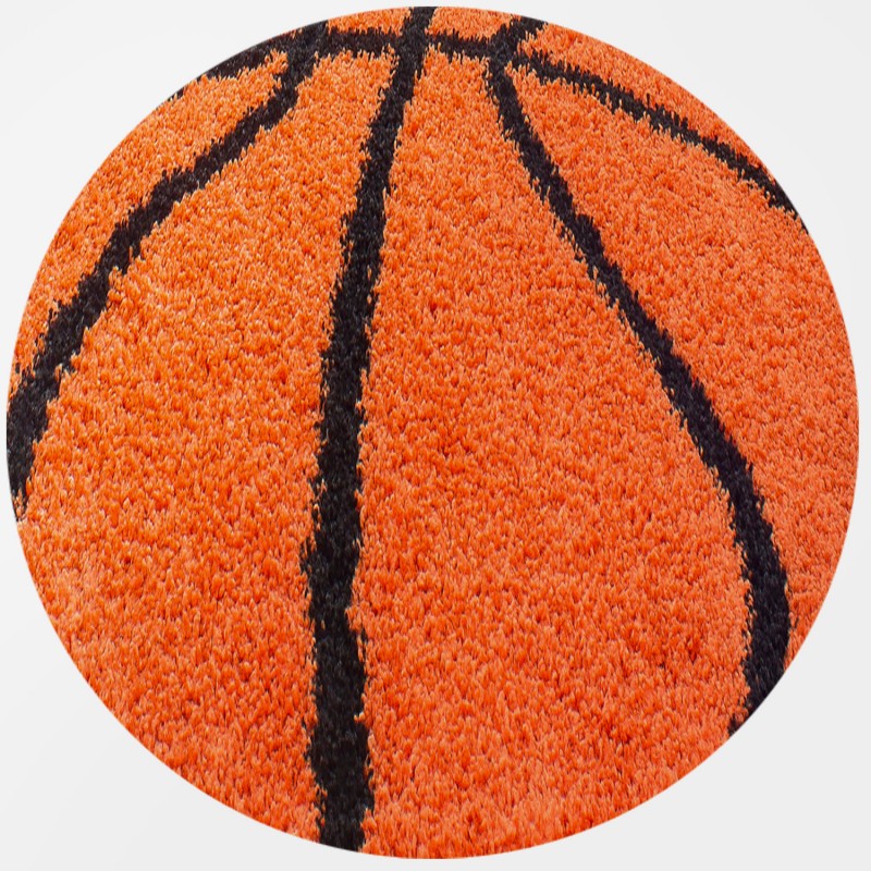 Fun Rund Børnetæppe Basketball - Orange - 100x100 (Rund)