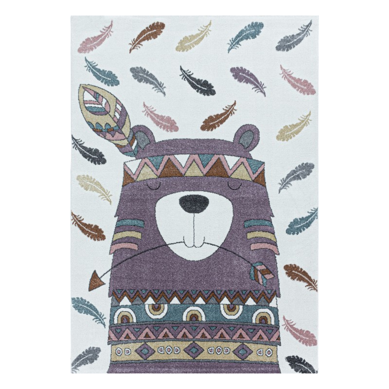 Funny Børne Tæppeløber Bjørn - Violet - 80x150 (Løber) billede