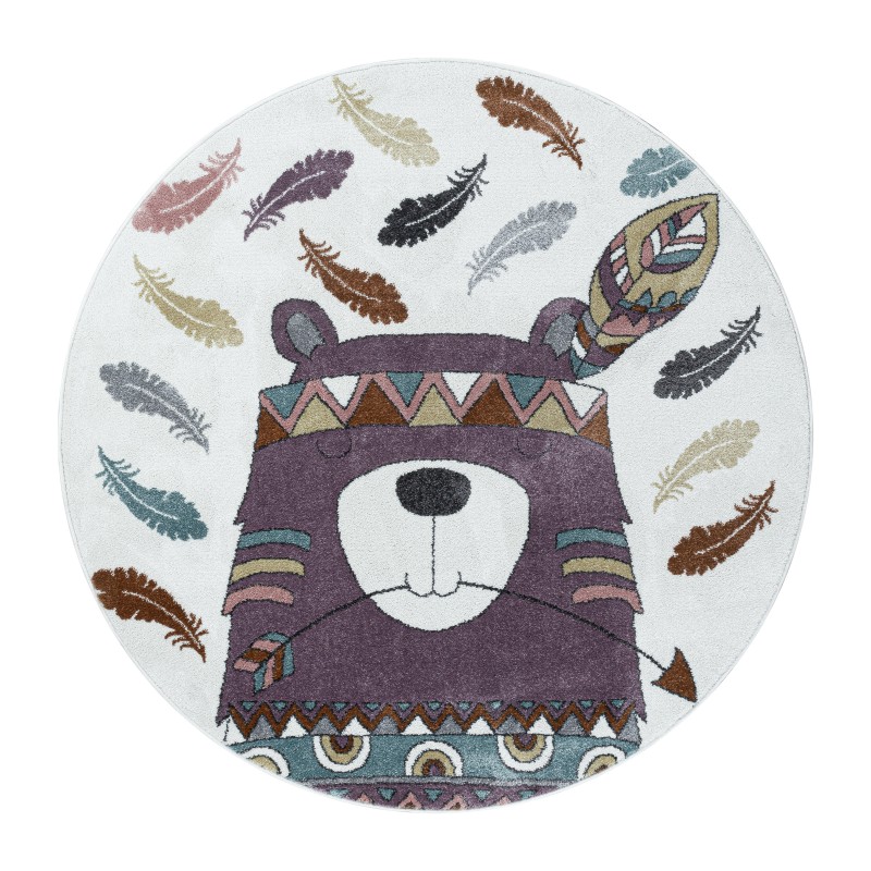 Funny Rund Børnetæppe Bjørn - Violet - 120x120 (Rund)