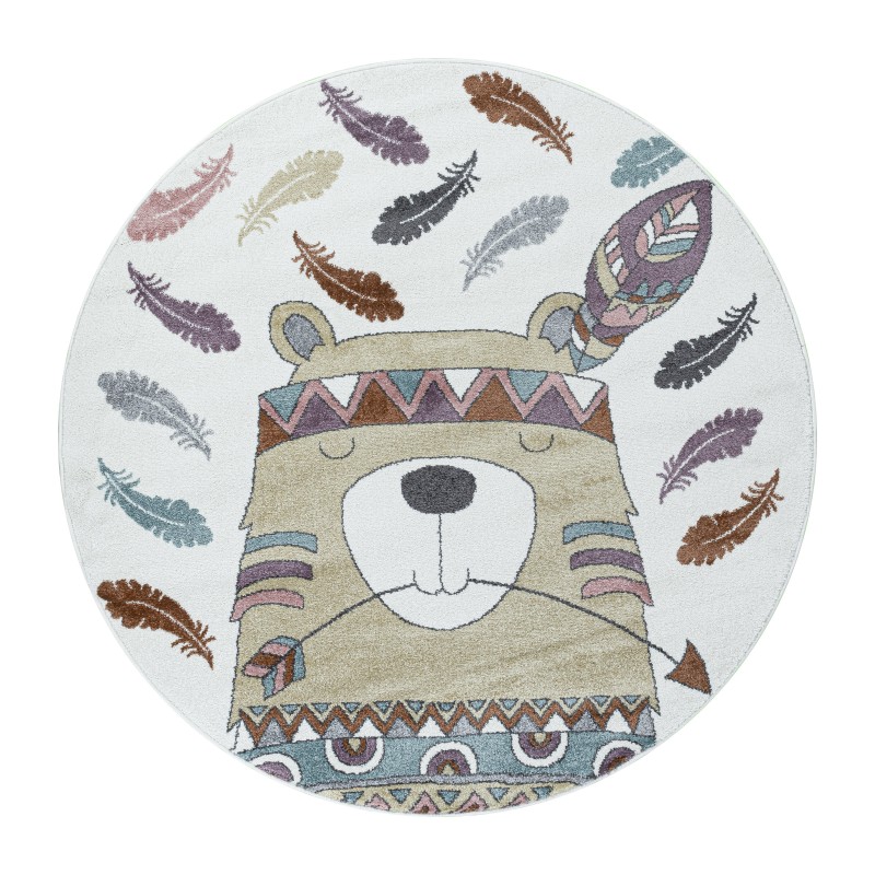 Funny Rund Børnetæppe Bjørn - Gul - 160x160 (Rund)