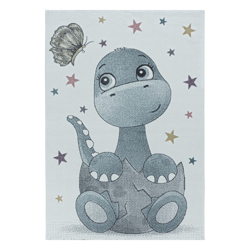 Funny Børne Tæppeløber Dinosaur - Blå - 80x150 (Løber)