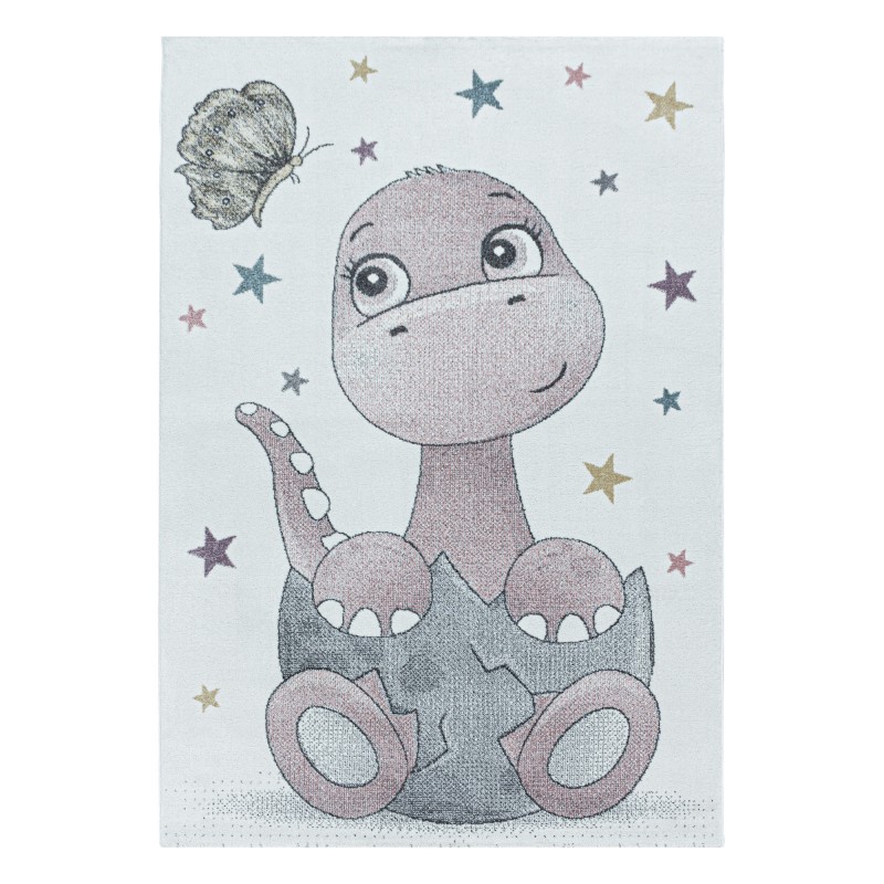 Funny Børnetæppe Dinosaur - Pink - 120x170 billede